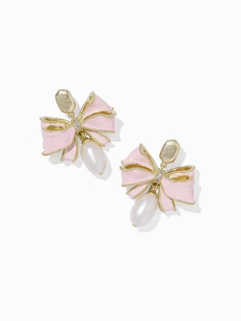 Kendra Scott x LoveShackFancy Pearl Bow pink/Gold statement earrings